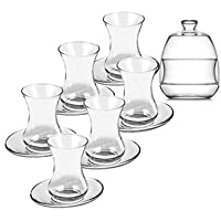 Juego de té turco de 13 piezas con vasos de té de cristal y platos de alta calidad- oriental- para el café- el bar- el…